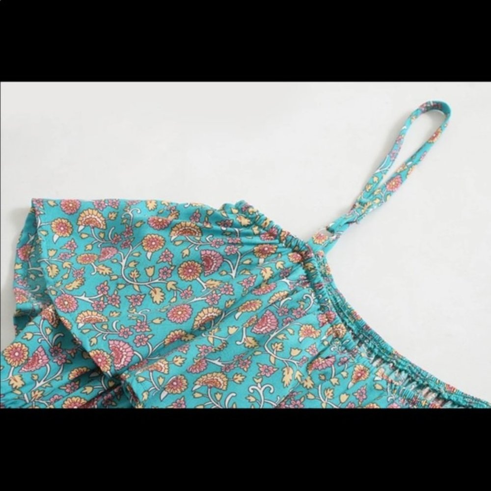 Ruffle Cami Boho Floral Gypsy Print Maxi Dress - Picture 7 of 16